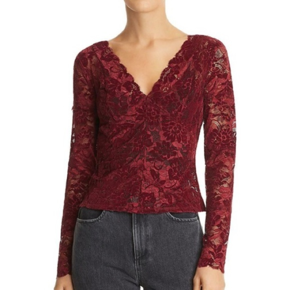 BNWT GUESS Drea Velvet Burnout Long Sleeve Top